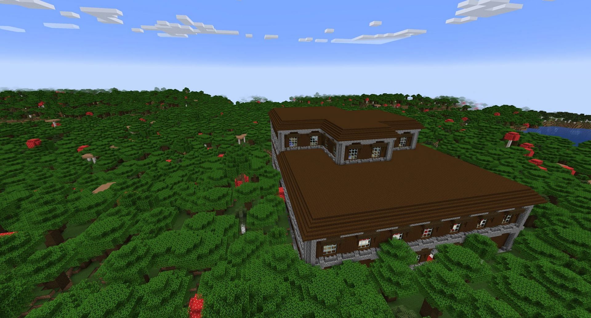 One of the large dark oak forest&#039;s mansions (Image via Mojang Studios)