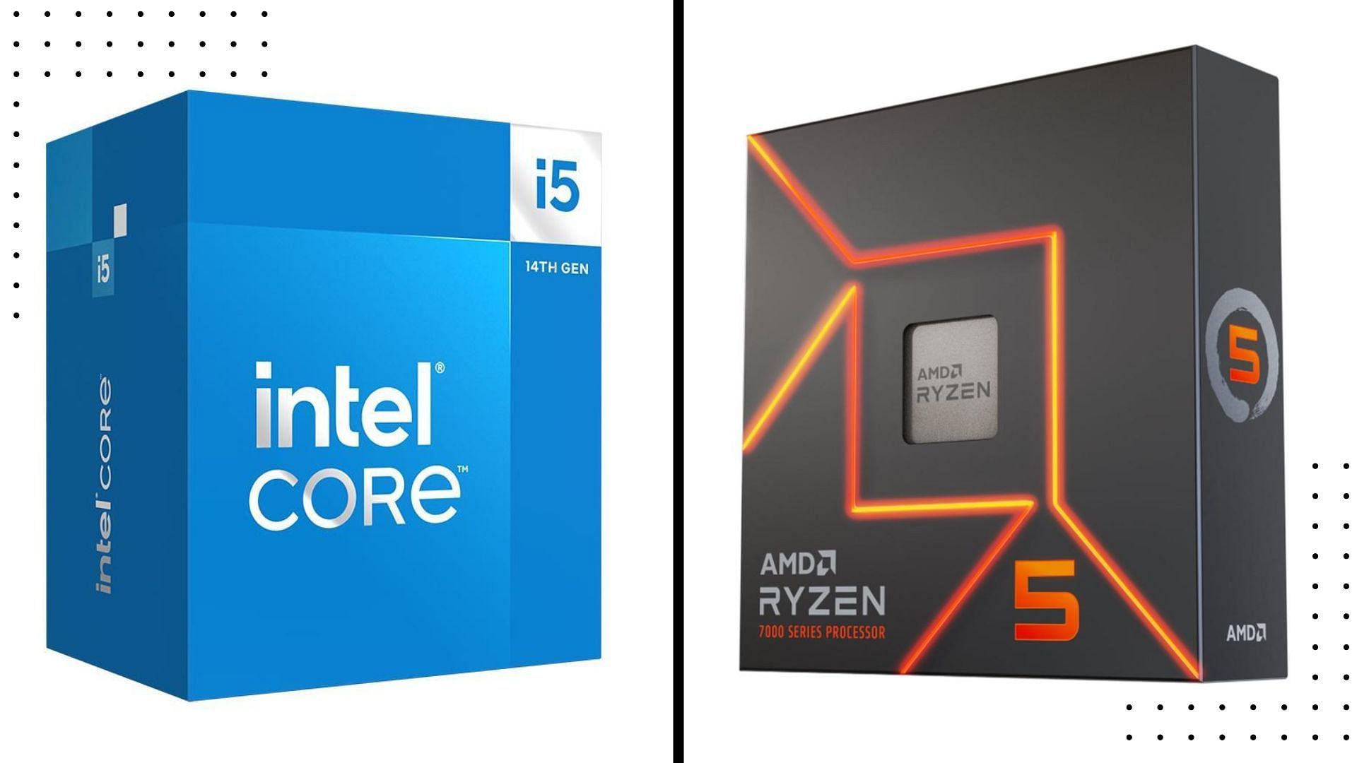 Both the Core i5-14400 and Ryzen 5 7600X are capable chips for gamers (Image via Newegg)