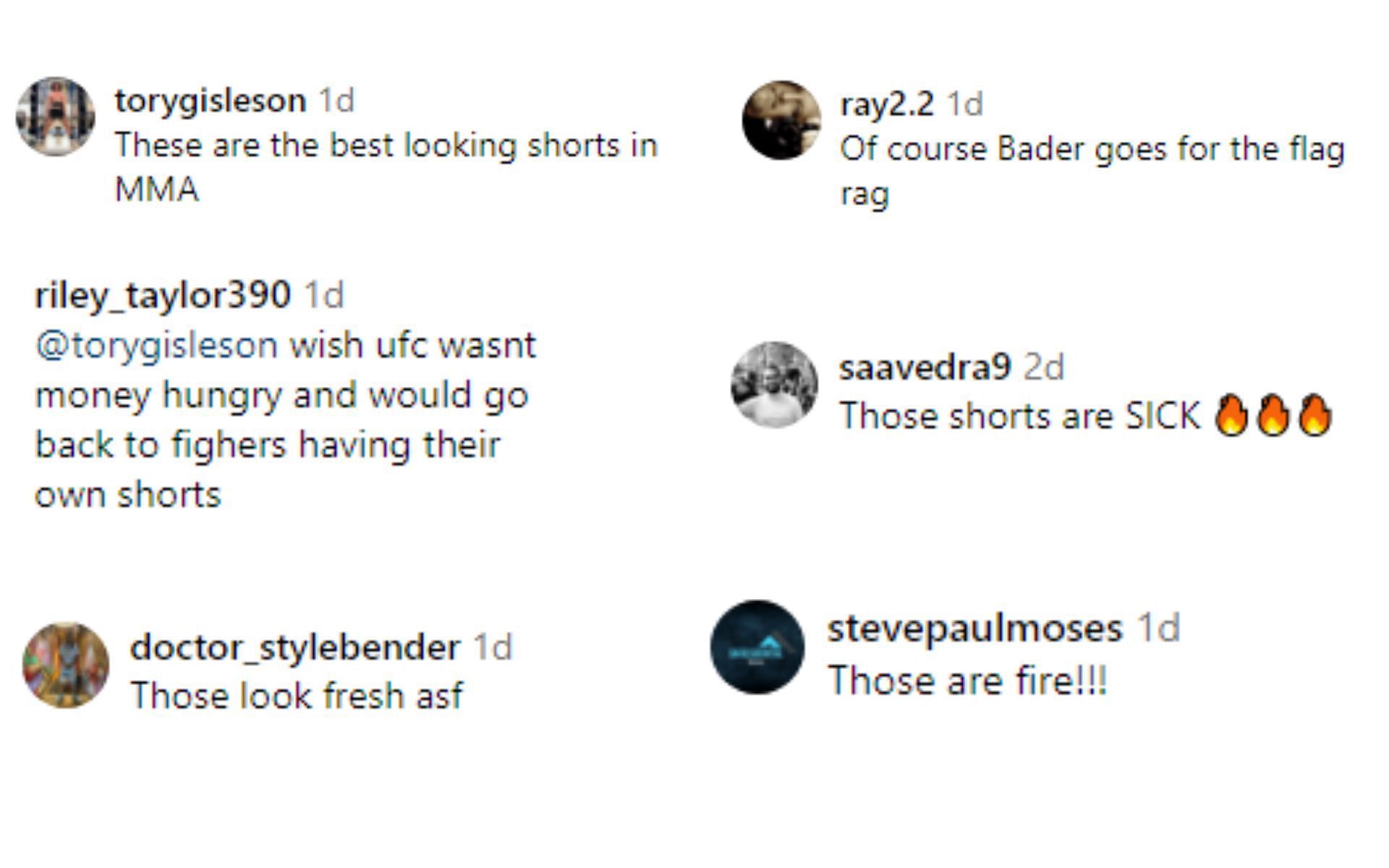 Fan reaction comments regarding new Takedown apparel [Image courtesy: @pflmma and @takedownshop - Instagram]