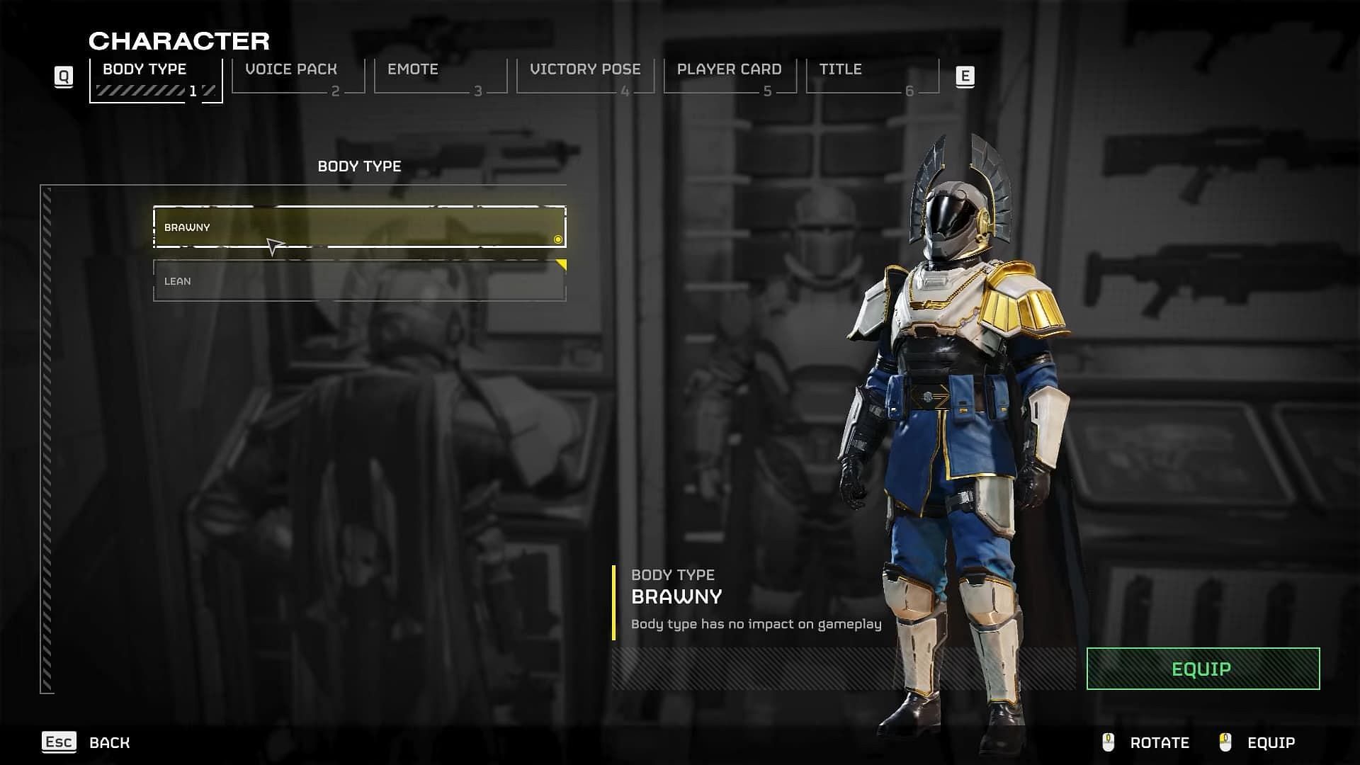 Body type options in Helldivers 2 (Image via Arrowhead Game Studios)