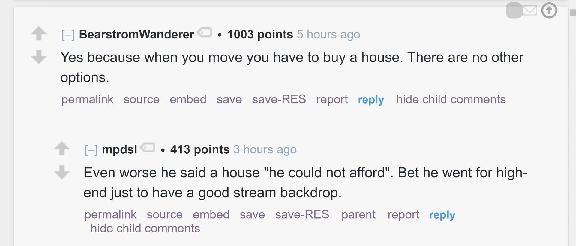 Redditor u/BearstromWanderer&#039;s comment (Image via r/LivestreamFail subreddit)