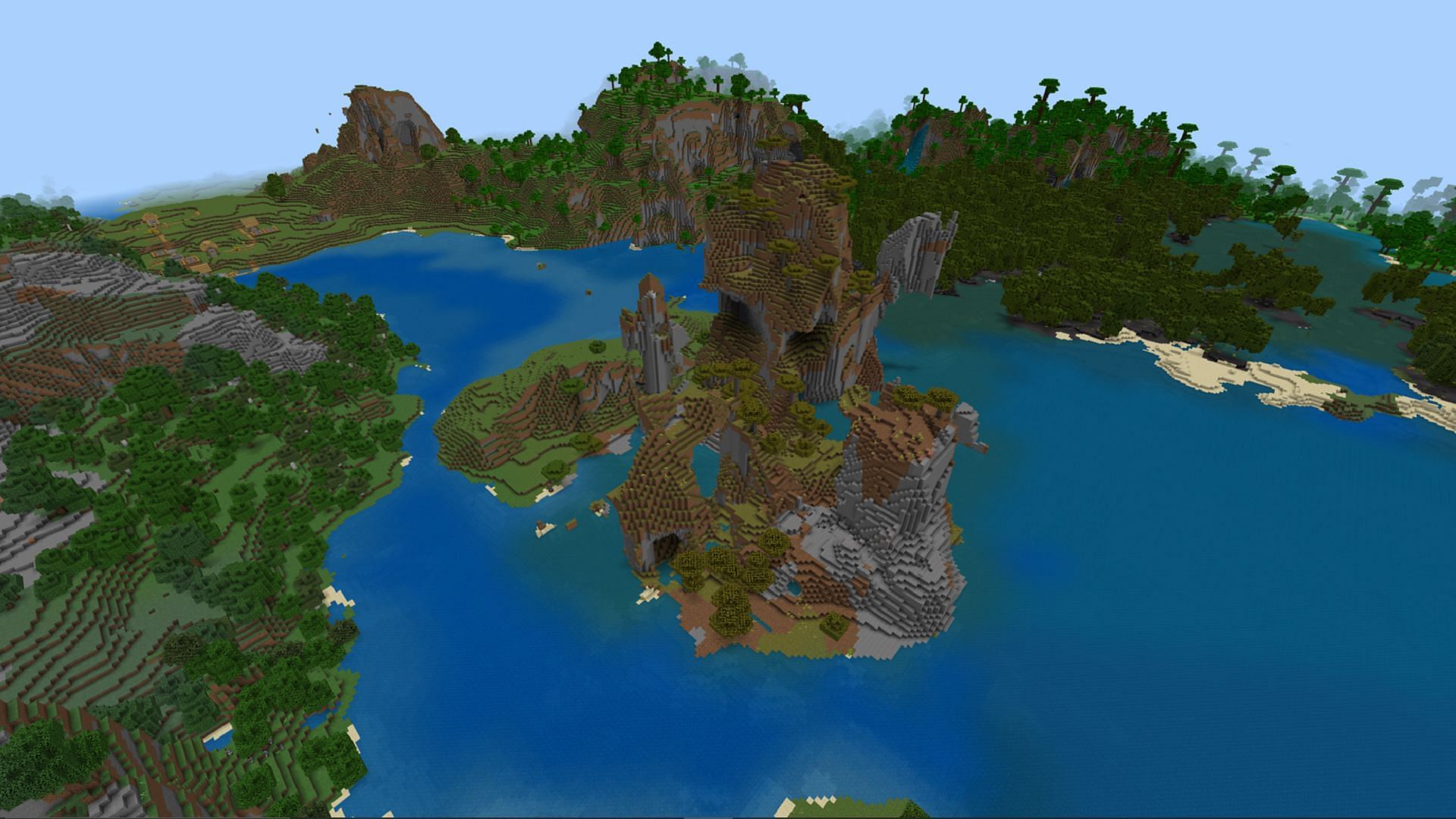 Minecraft fans won&#039;t lack resources or building sites in this seed (Image via Mojang)
