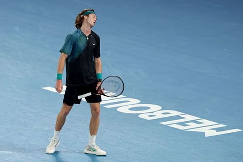 Andrey Rublev during his 2024 Australian Open match against Jannik Sinner