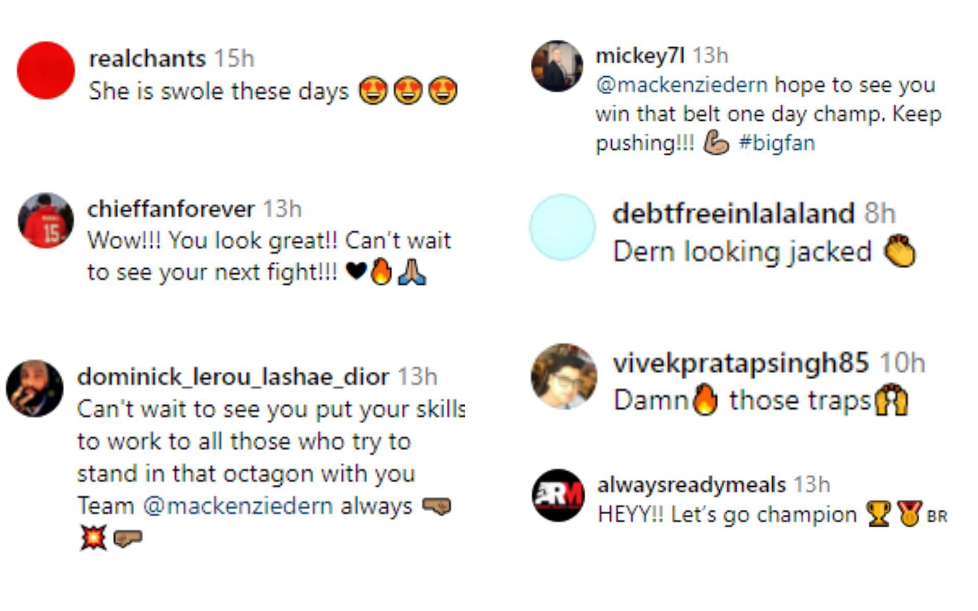 Fan reaction comments regarding Dern&#039;s Instagram post [Image courtesy: @mackenziedern - Instagram]