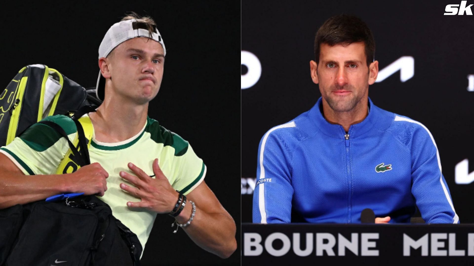 Holger Rune and Novak Djokovic at the 2024 Australian Open