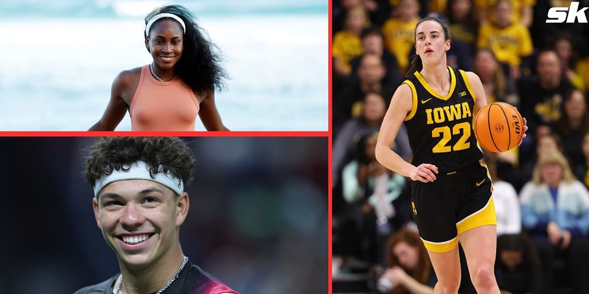 Coco Gauff (upper-left), Ben Shelton (lower-left), and Caitlin Clark (Right)