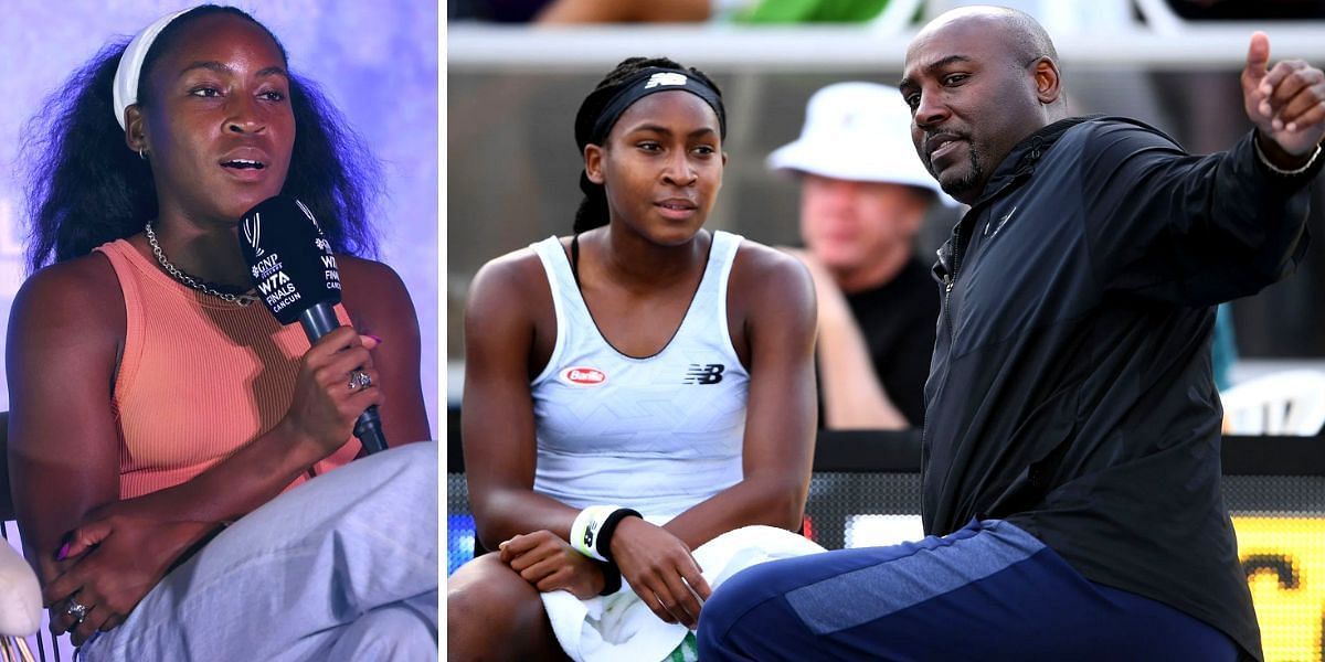 Coco Gauff with her father Corey (R)