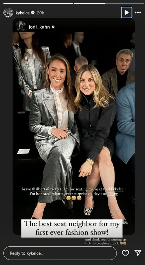 Kylie Kelce with Neiman Marcus Vice President for Luxury Fashion Jodi Kahn at Milan Fashion Week