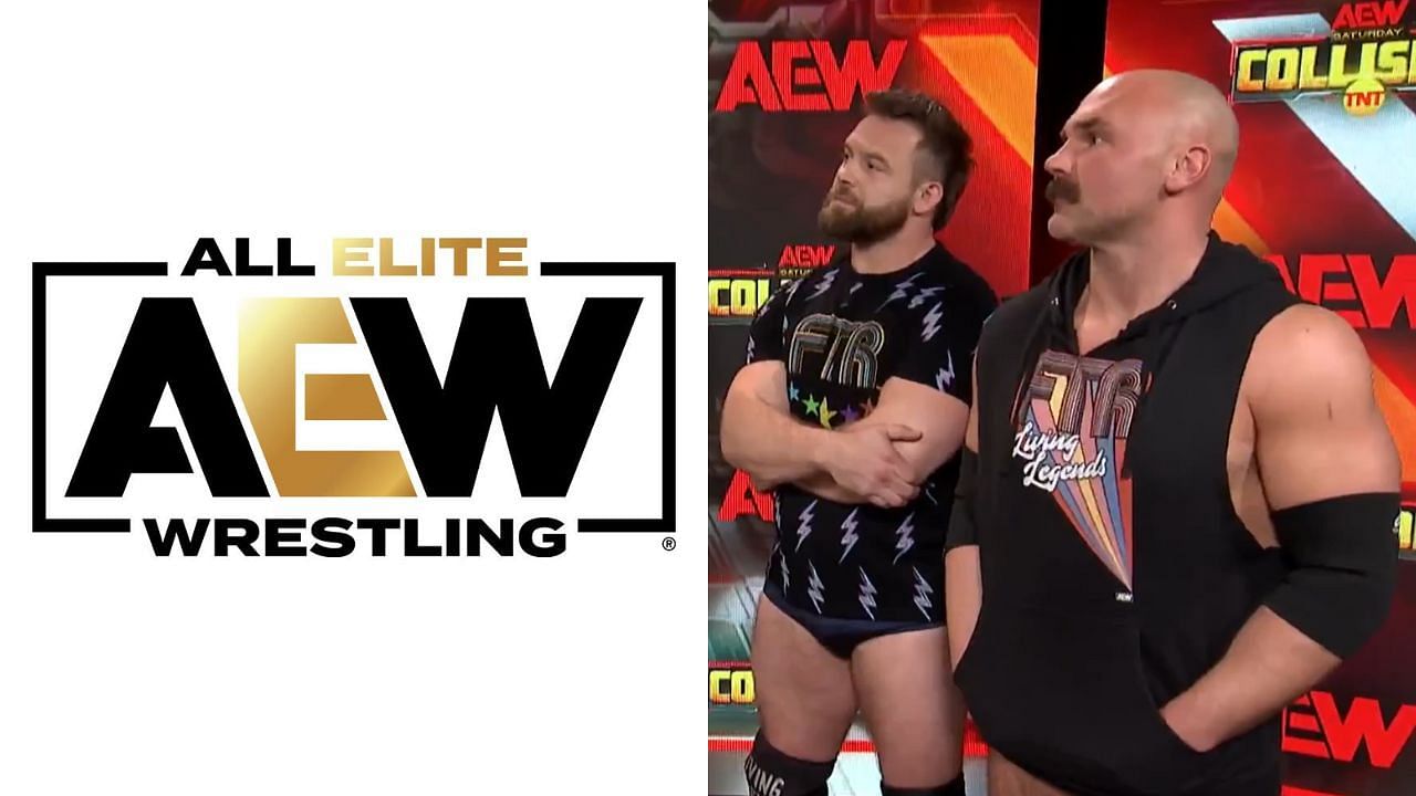 AEW logo (left) and FTR (right). (Image credits: Screenshot taken from AEW Twitter)