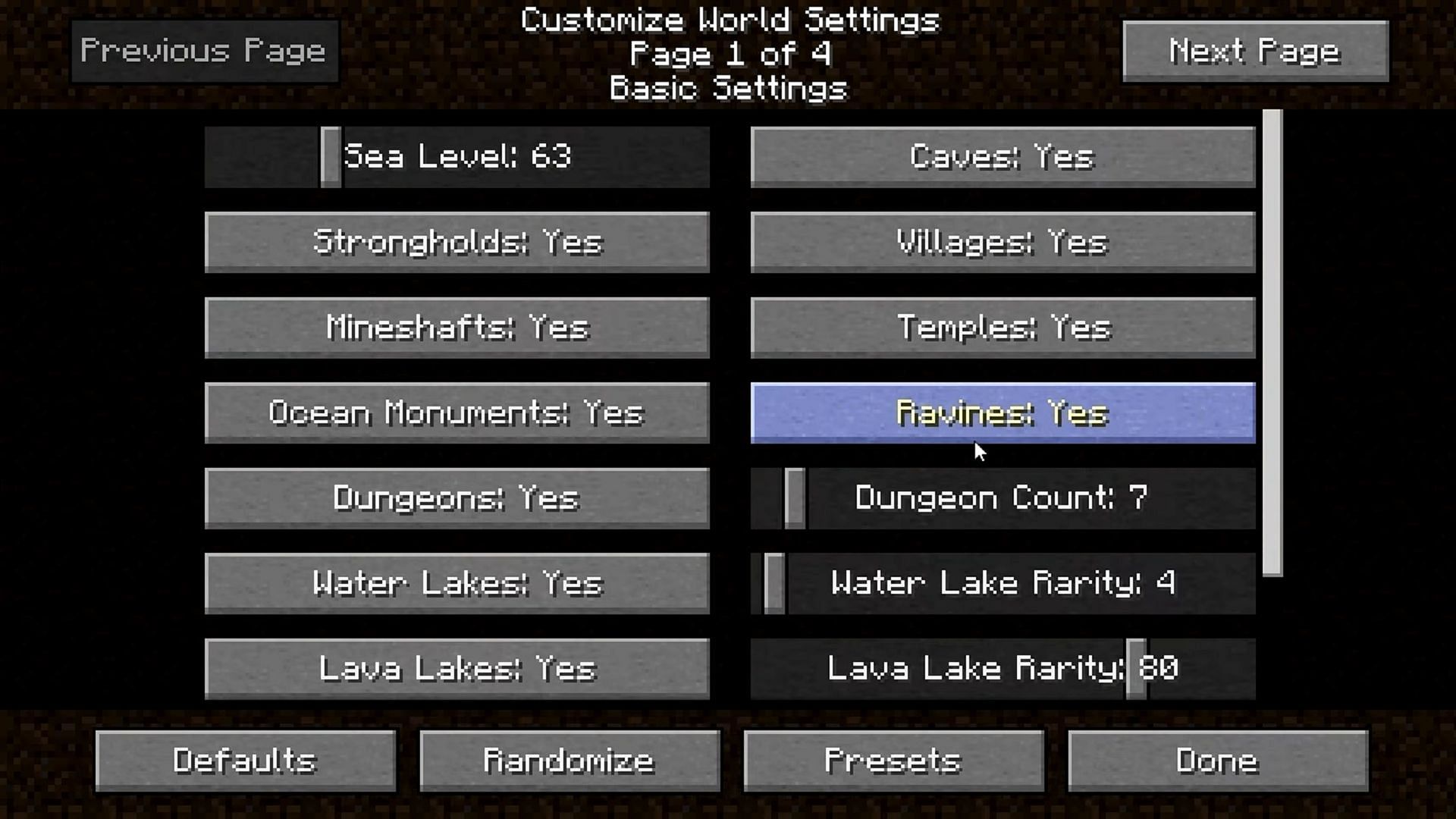 Minecraft&#039;s original custom world settings were much more robust (Image via Mcspotlights/YouTube)