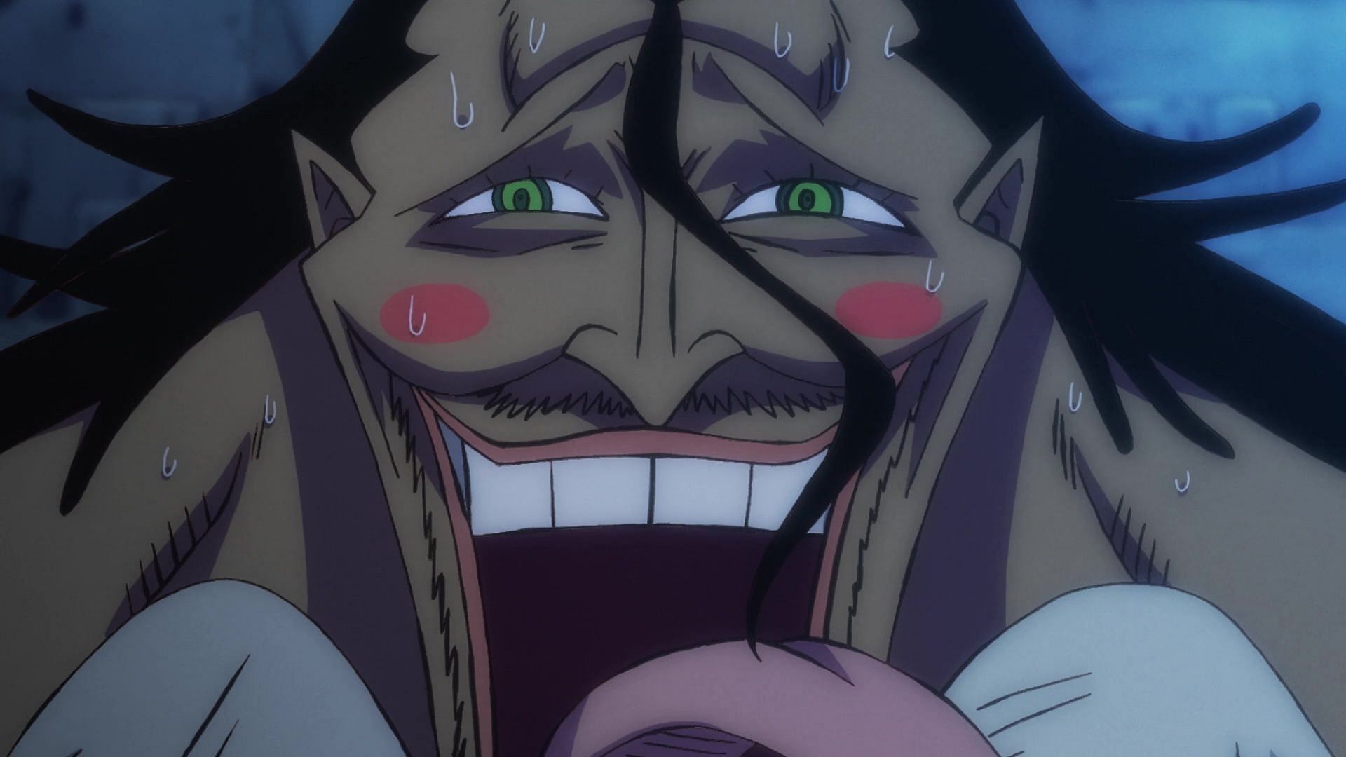 Caribou&#039;s hilarious face as seen in the One Piece anime (Image via Toei Animation)