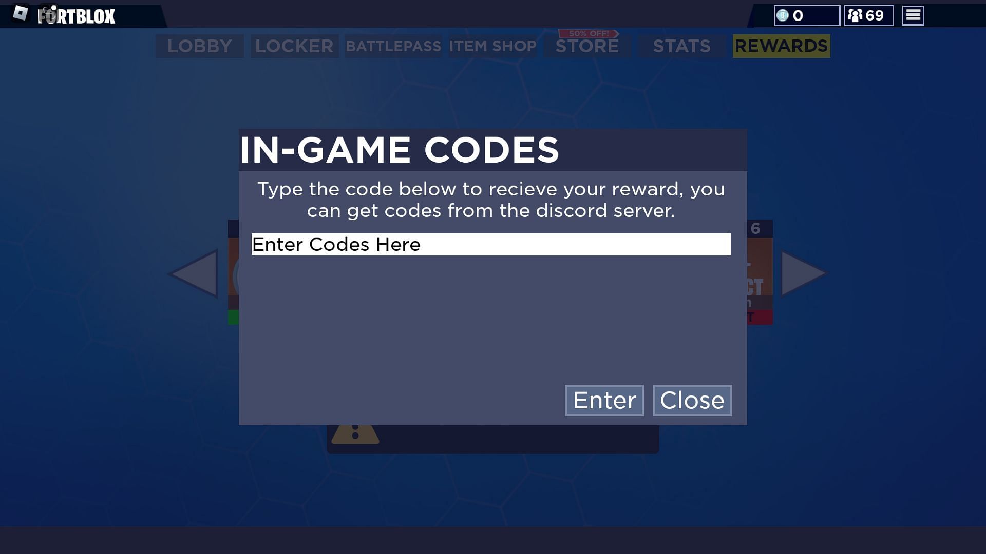 Active codes for Fortblox (Image via Roblox)