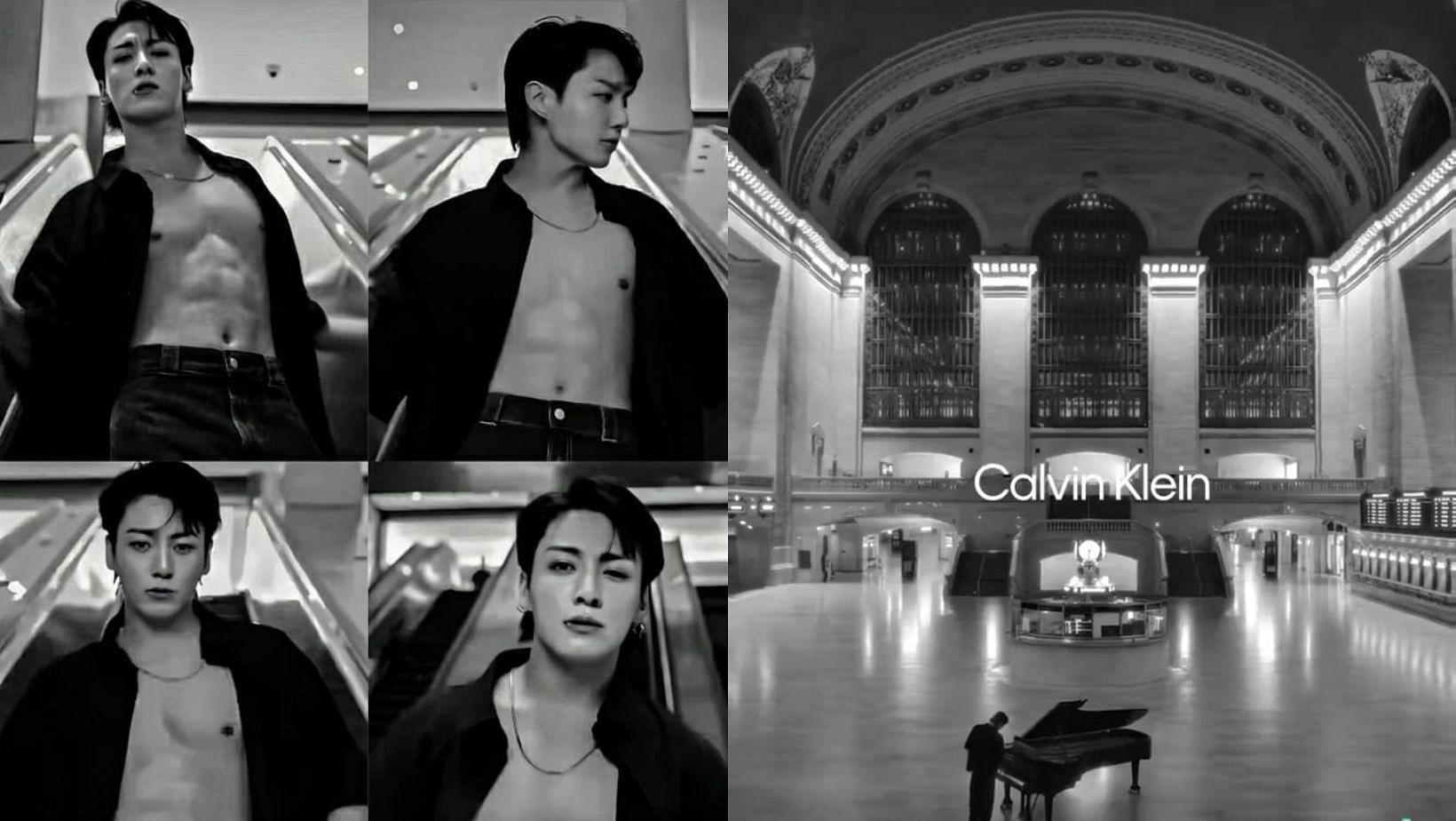 BTS Jungkook&rsquo;s scalding look in the newly released Calvin Klein campaign ad. (Images via X/@LiVi67661)