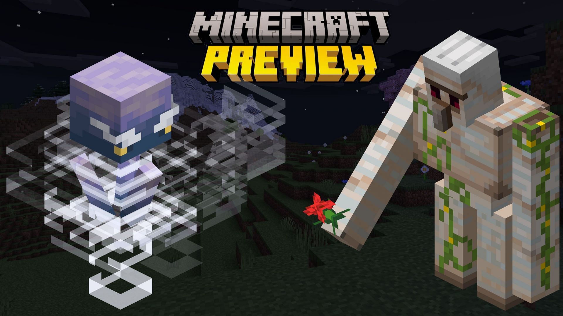 A Breeze and an Iron Golem, both which had major updates in the preview (Images via Mojang)