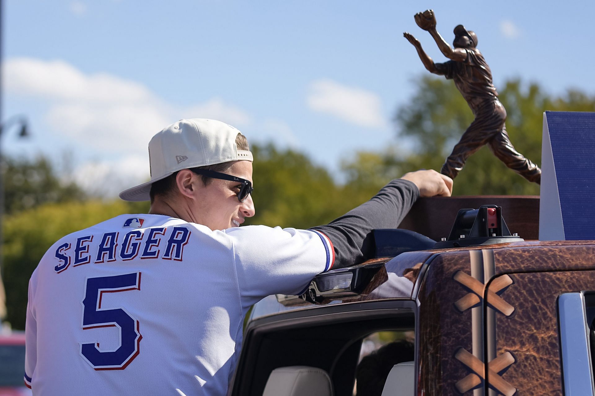 Seager in the Rangers' victory parade