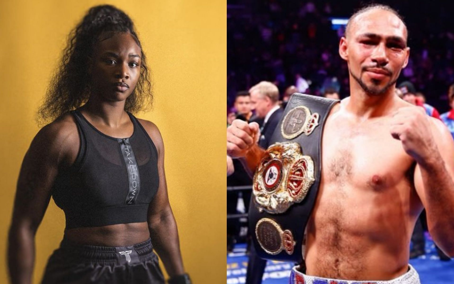 Claressa Shields has repeatedly discussed a boxing match with Keith Thurman. [Images via @claressashields and @keithonetimethurman on Instagram]