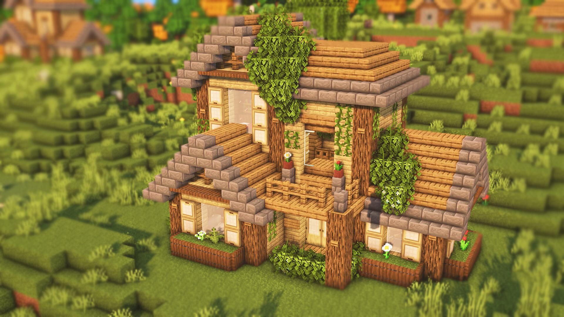 A simple Minecraft cottagecore cabin (Image via Reddit user u/Platinum_Thief)