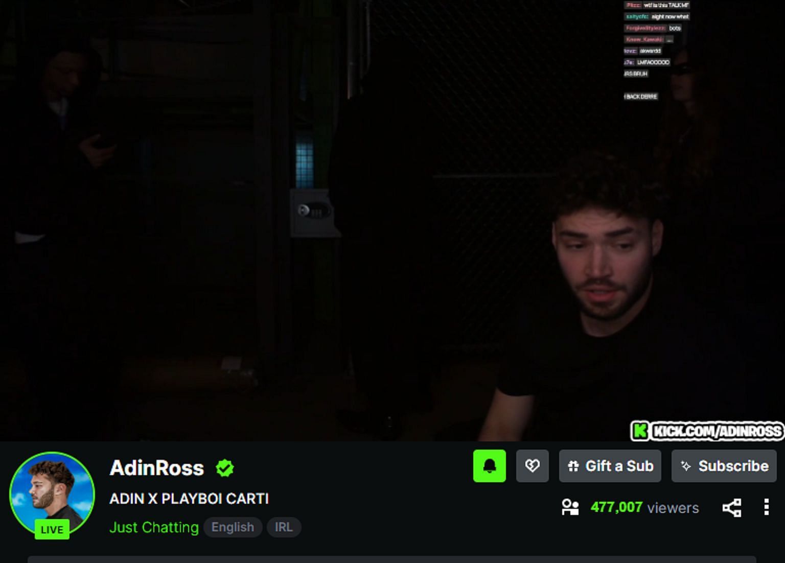Adin&#039;s stream with Playboi Carti managed to clock over 470K viewers (Image via Kick)