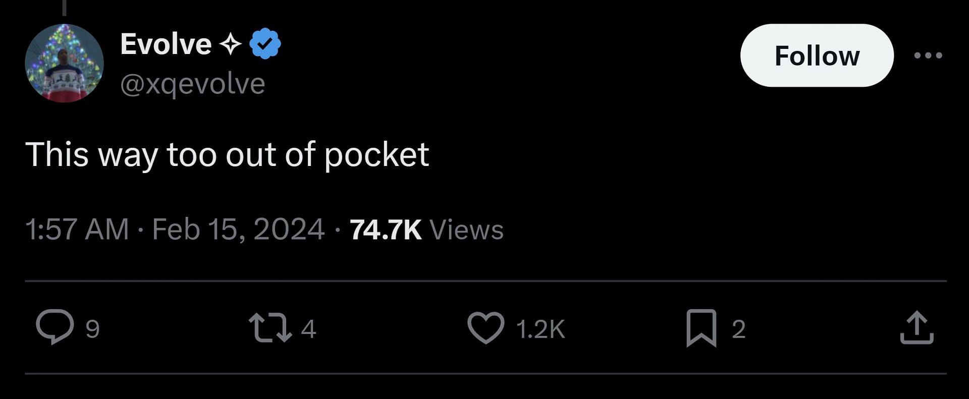 X user @xqevolve&#039;s comment, saying that the Kick streamer&#039;s antics were &quot;way too out of pocket&quot; (Image via @FearedBuck/X)