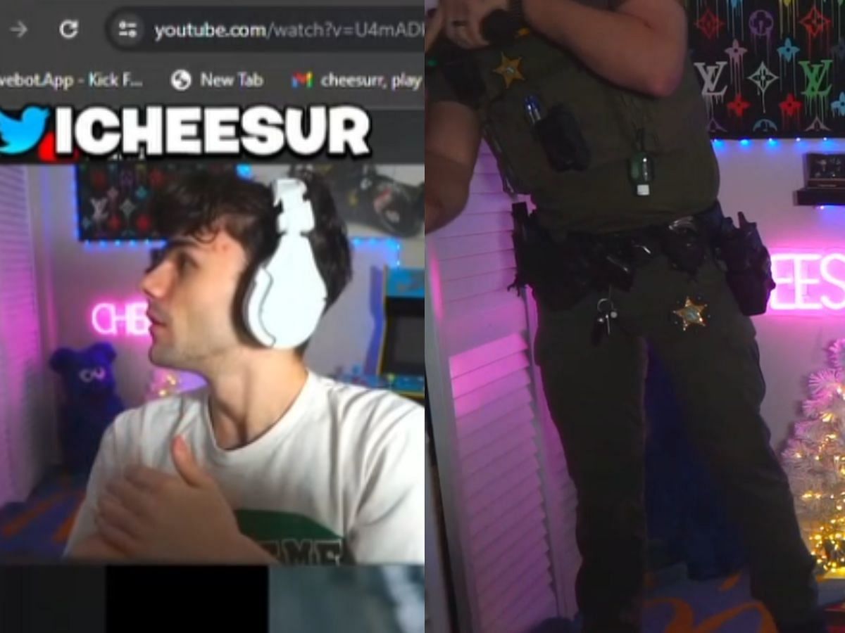 Cheesur swatted while he was livestreaming (Image via Kick/Cheesur)