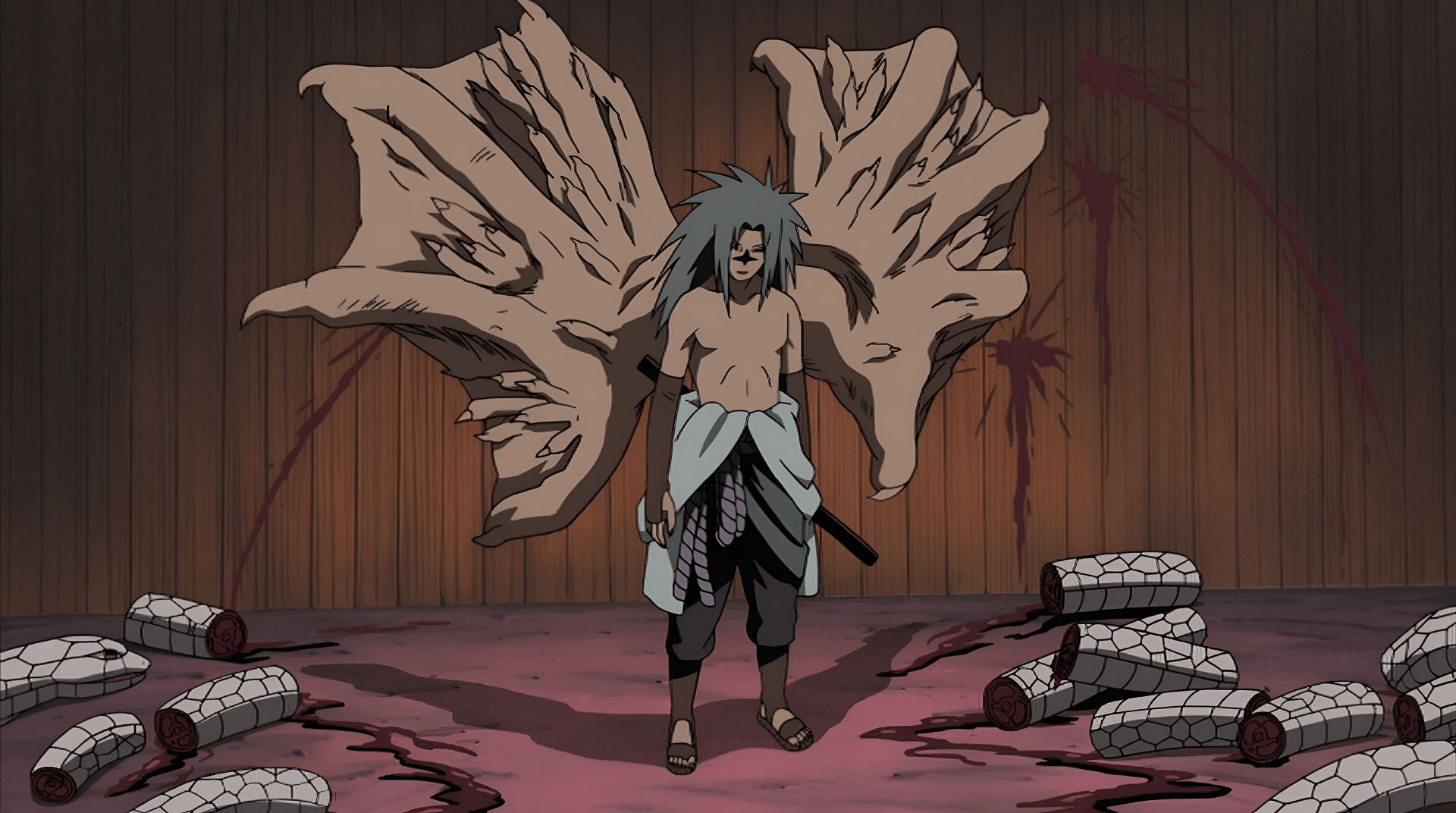 Sasuke with his level 2 cursed seal awakened (Image via Studio Pierrot)