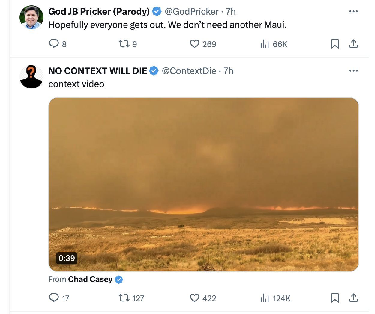 Social media users concerned as uncontrollable wildfire breaks out in some parts of the USA. (Image via @rawsalerts/ X)