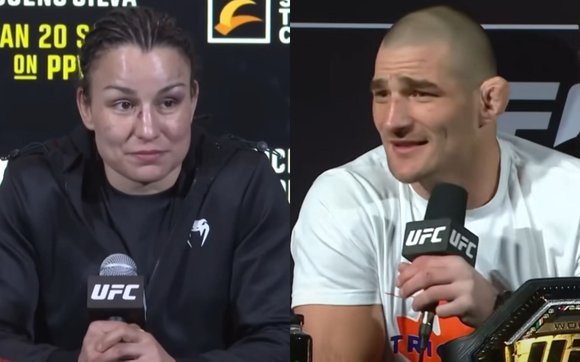 Raquel Pennington [Left] blasted Sean Strickland [Right] for recent comments [Image courtesy: UFC - YouTube]