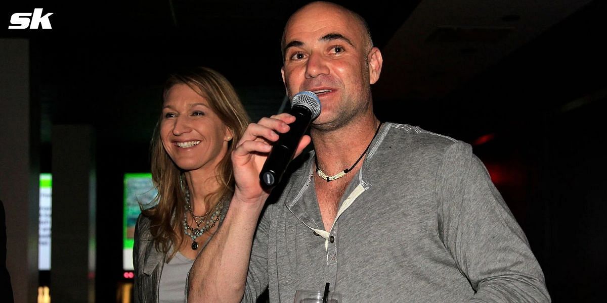 Andre Agassi with Steffi Graf (L)