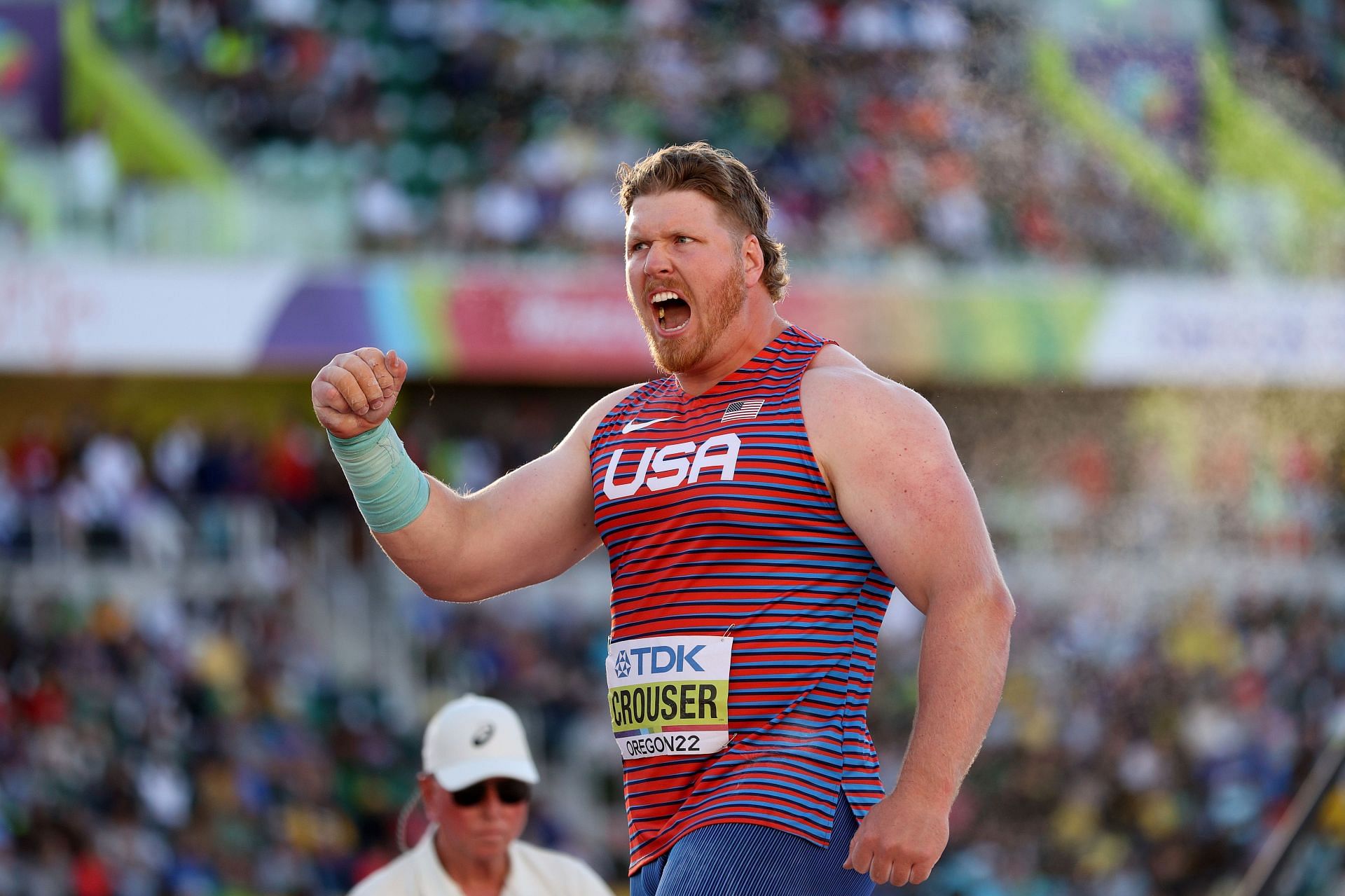 Ryan Crouser, the outdoor world record holder in shot put, will also be in action on Day 1 of the World Athletics Indoor Championships 2024. (Photo by Ezra Shaw/Getty Images)