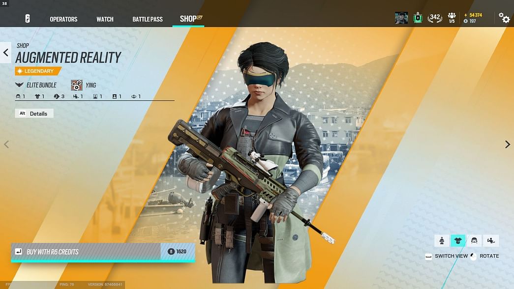 Rainbow Six Siege Augmented Reality Ying Elite skin Price, cosmetics