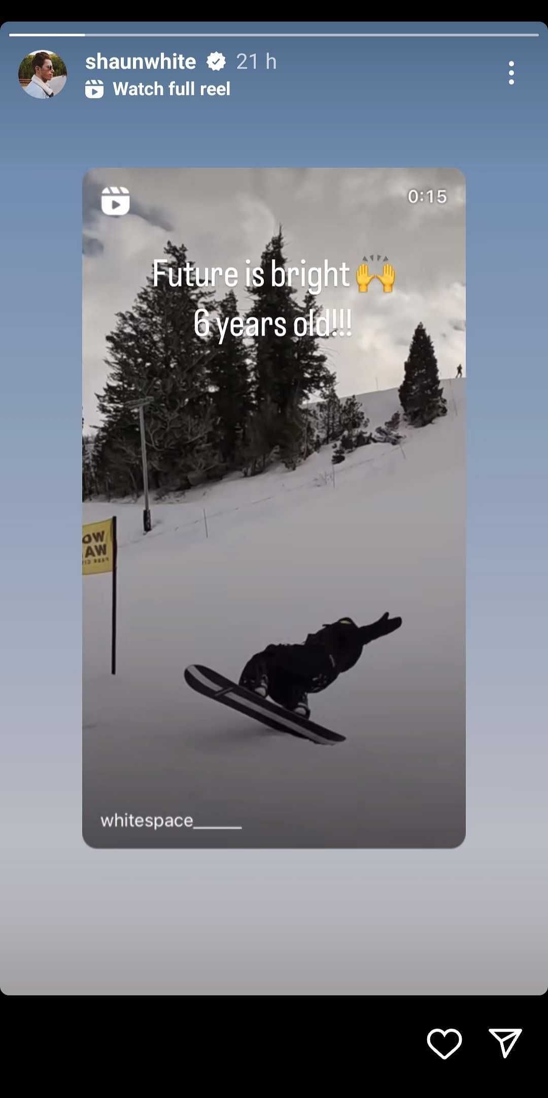 Shaun White showed his amazement on his Instagram stories.
