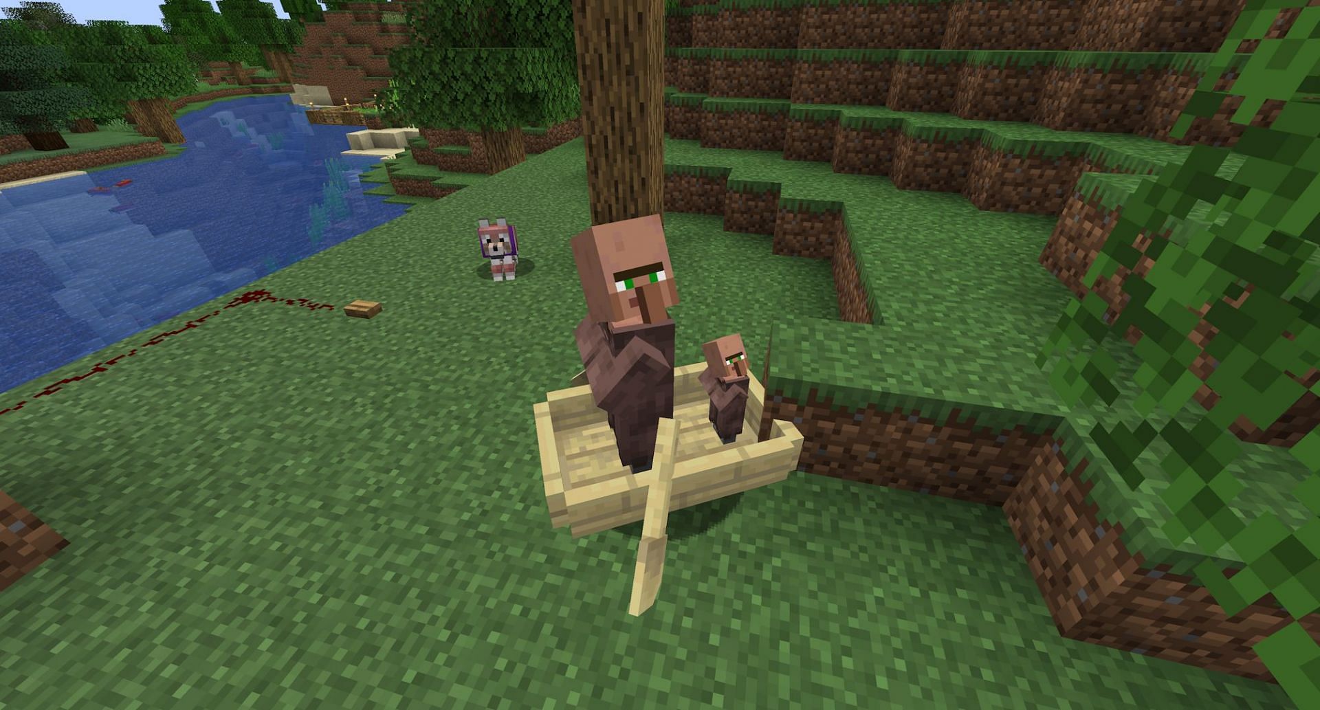 Two villagers sitting in a boat (Image via Mojang)