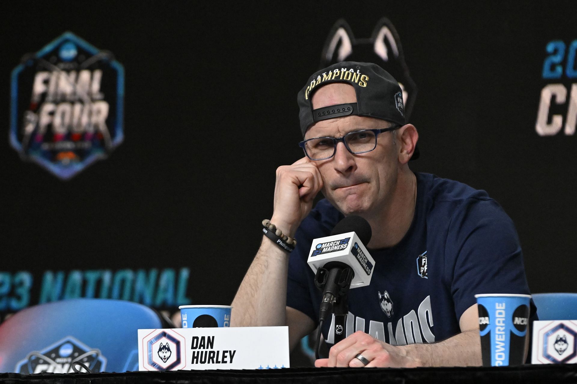 Dan Hurley speaks with the media.