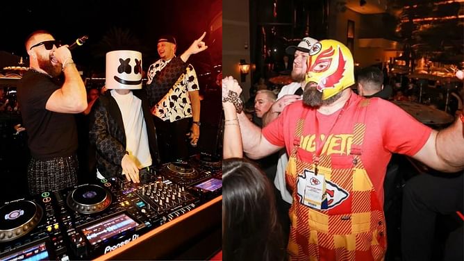 5 best moments from Chiefs' Super Bowl afterparty feat. Travis Kelce and Taylor Swift vibing and Jason Kelce's WWE stunt