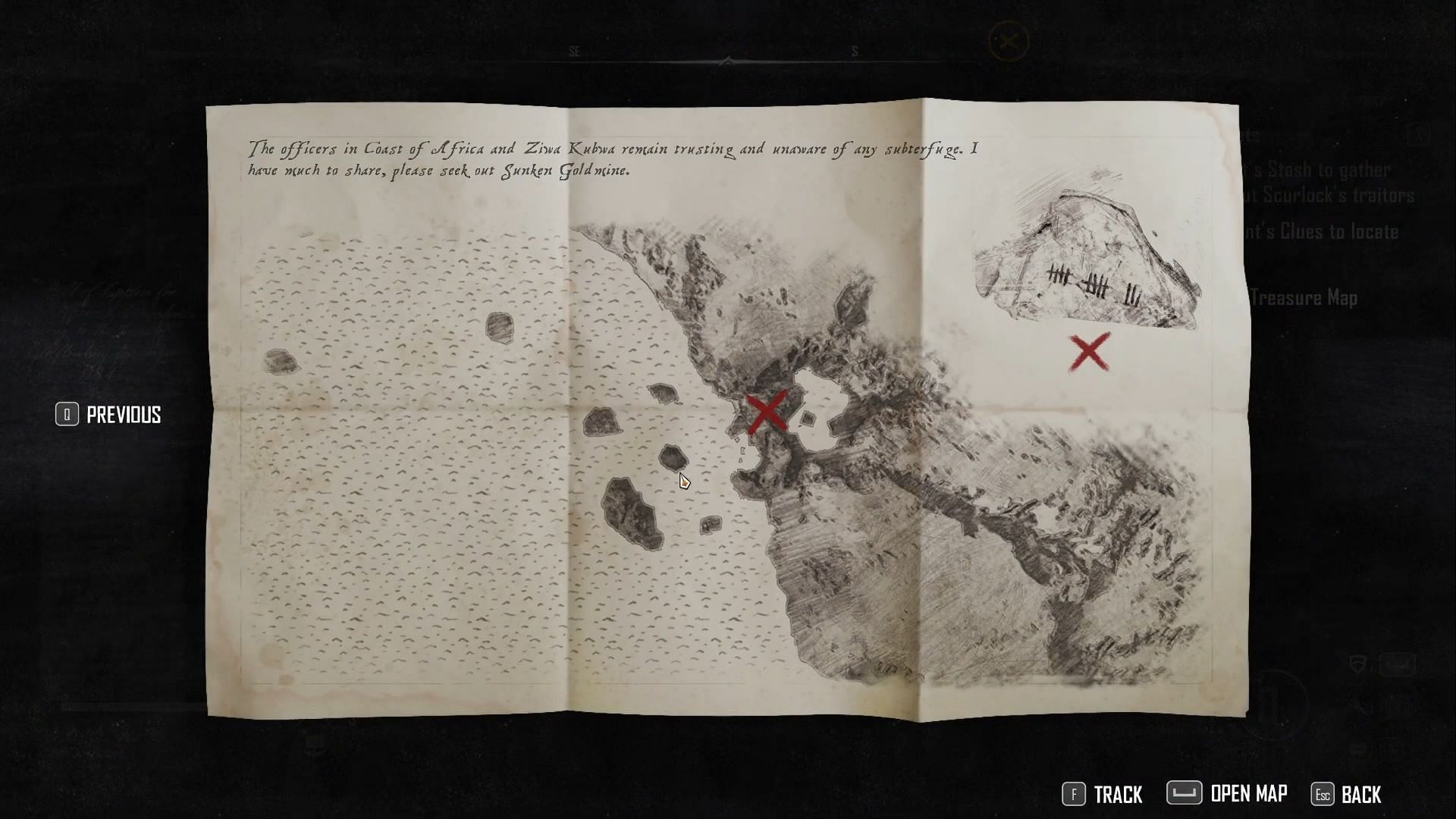 Scurlock&#039;s map (Image via YouTube/Game Trailers &amp; Guides)