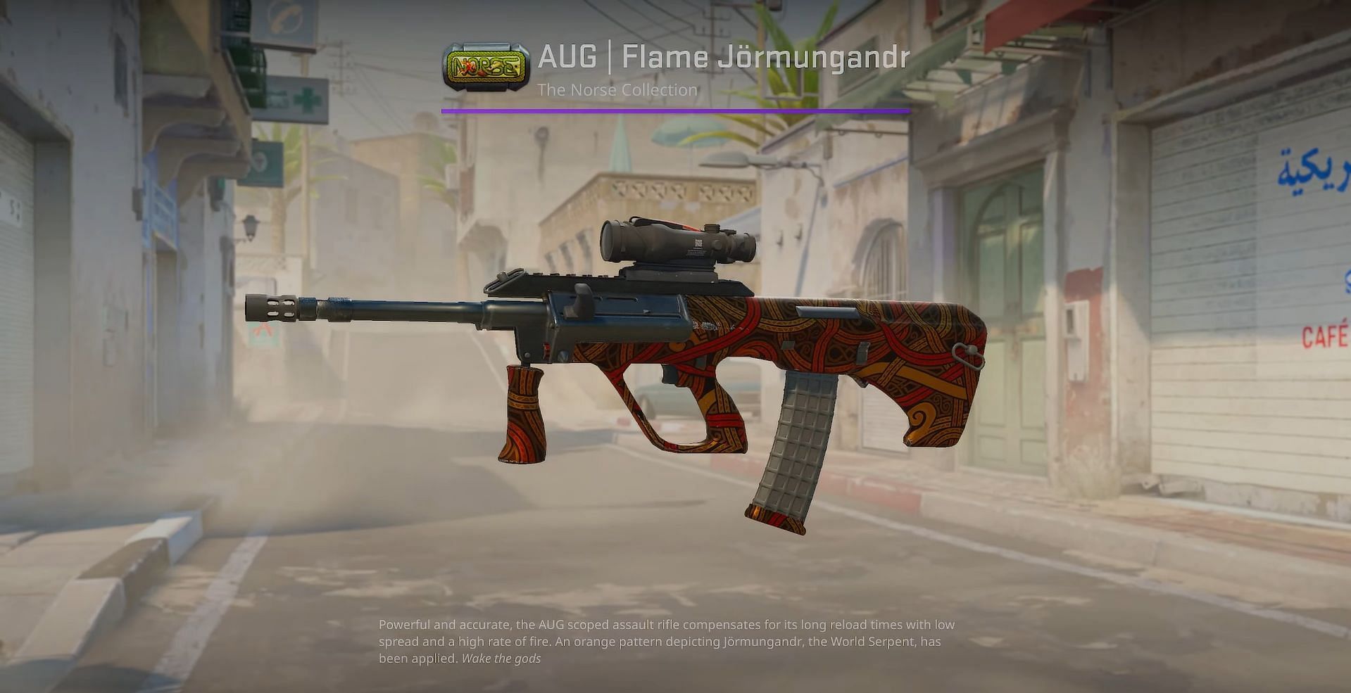 AUG Flame J&ouml;rmungandr (Image via Valve || YouTube/covernant)