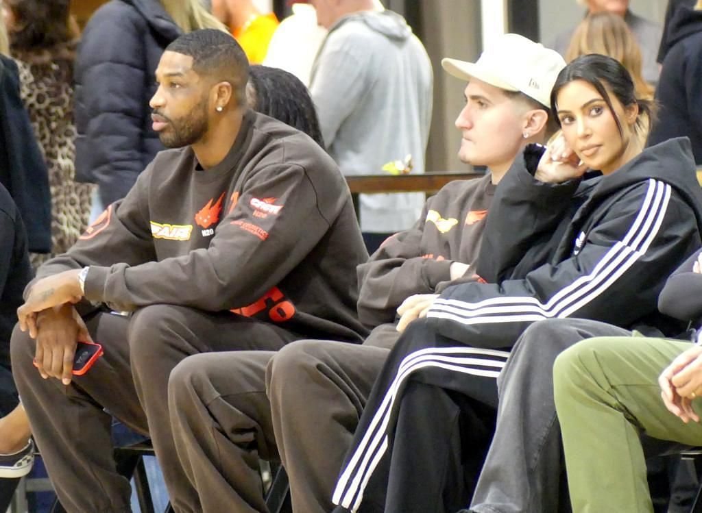 Kim and Triatian were spotted on the sidelines. (Image Credit: London Entertainment / SplashNews.com)