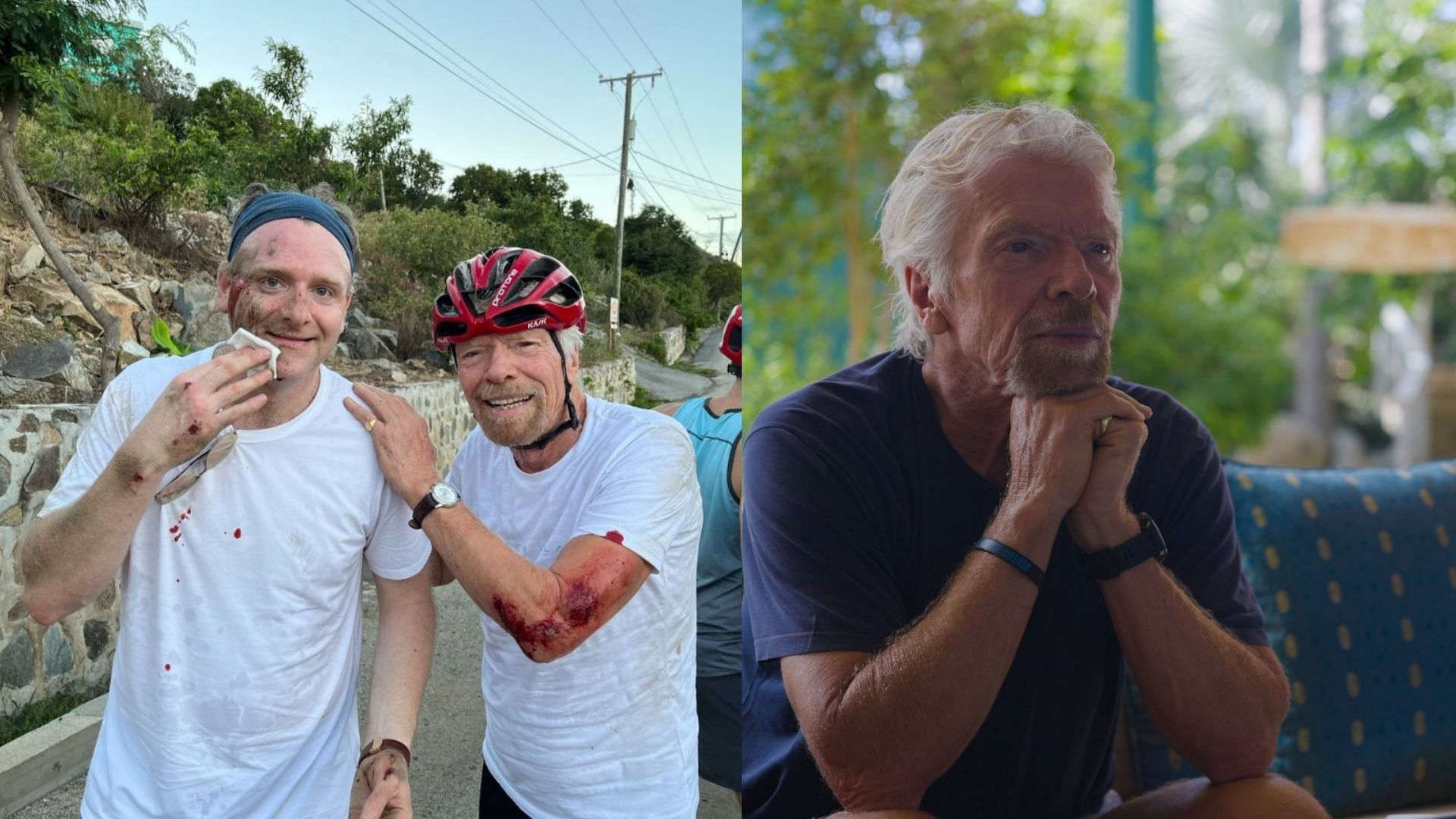 Richard Branson left bleeding after horrific bike crash (Image via Instagram/@richardbranson)