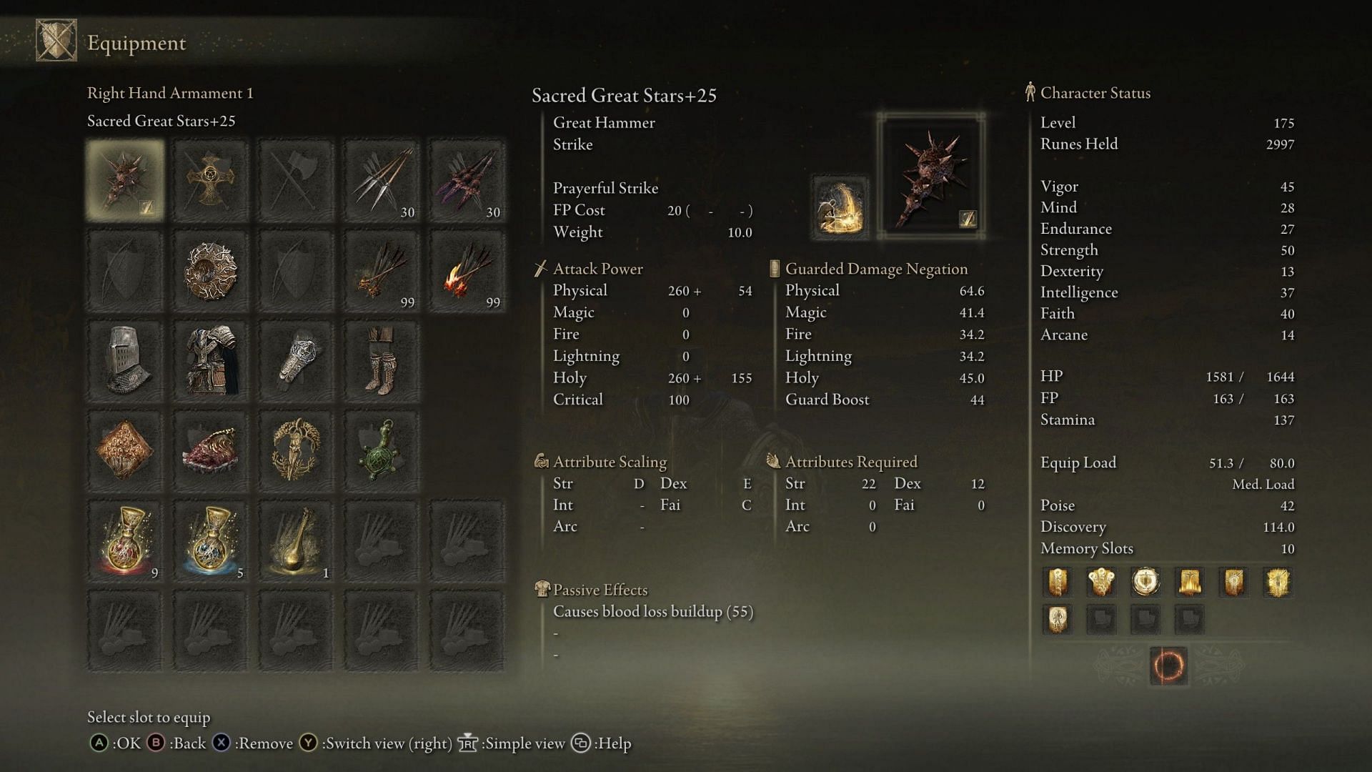 Character Sheet - The Faith Berserker (Image by FromSoftware)
