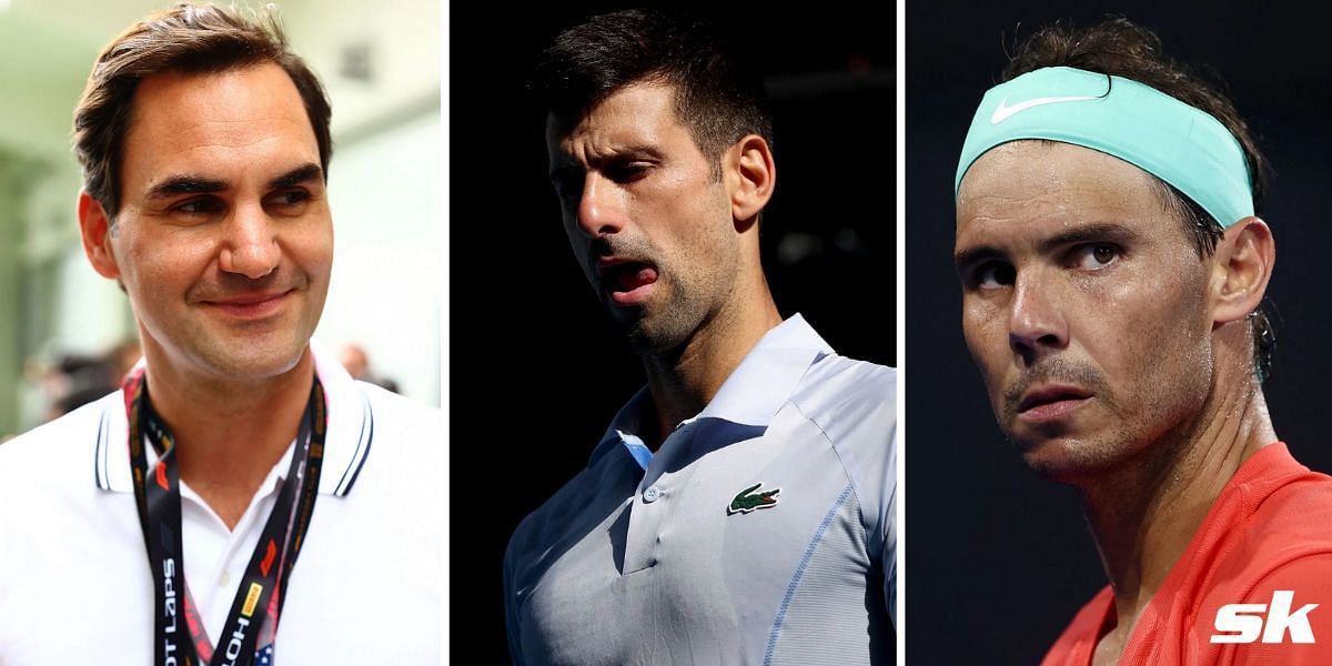 Roger Federer (L), Novak Djokovic, Rafael Nadal (R)