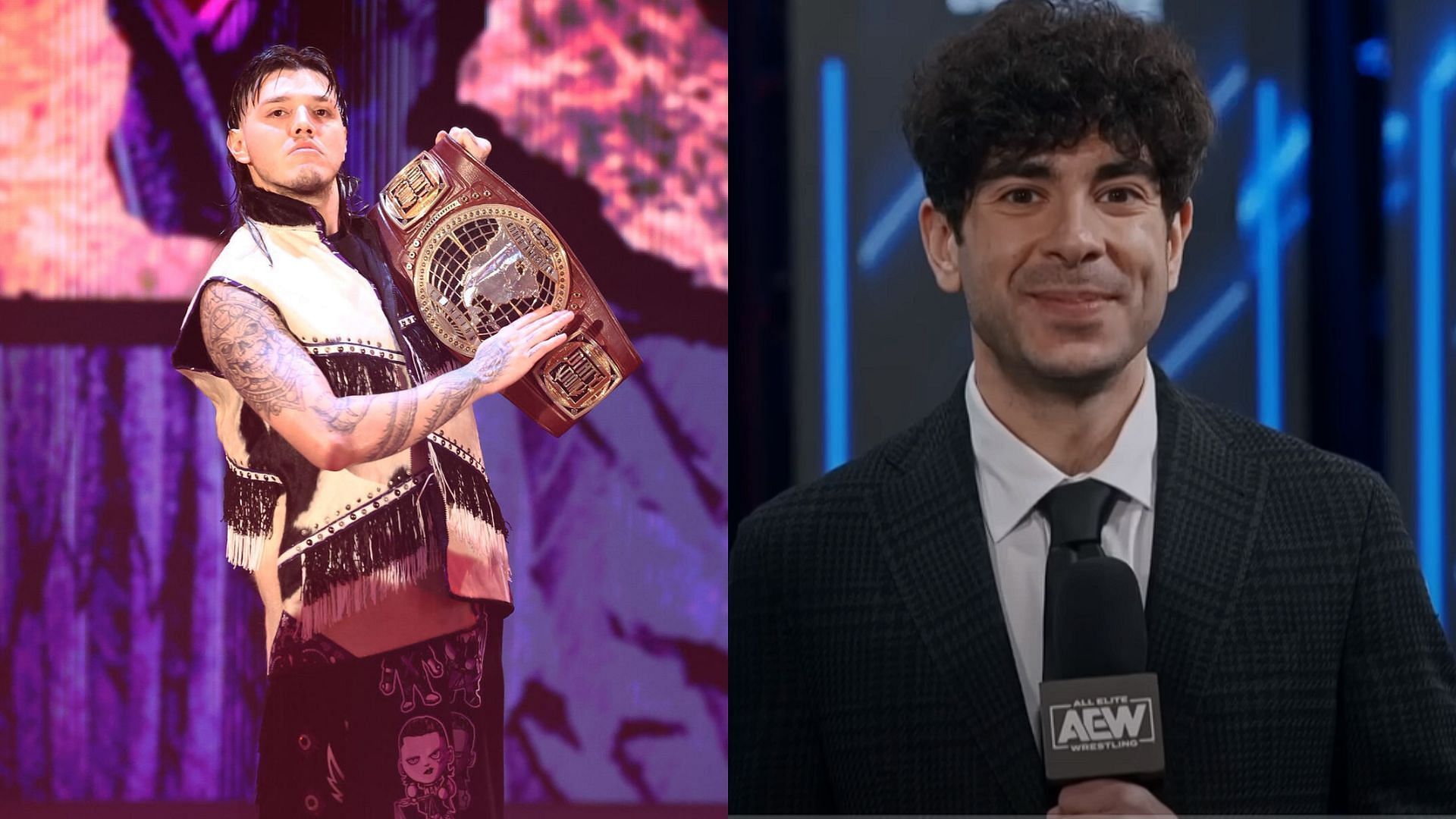 Dominik Mysterio of the Judgment Day and AEW President Tony Khan [photo courtesy of WWE