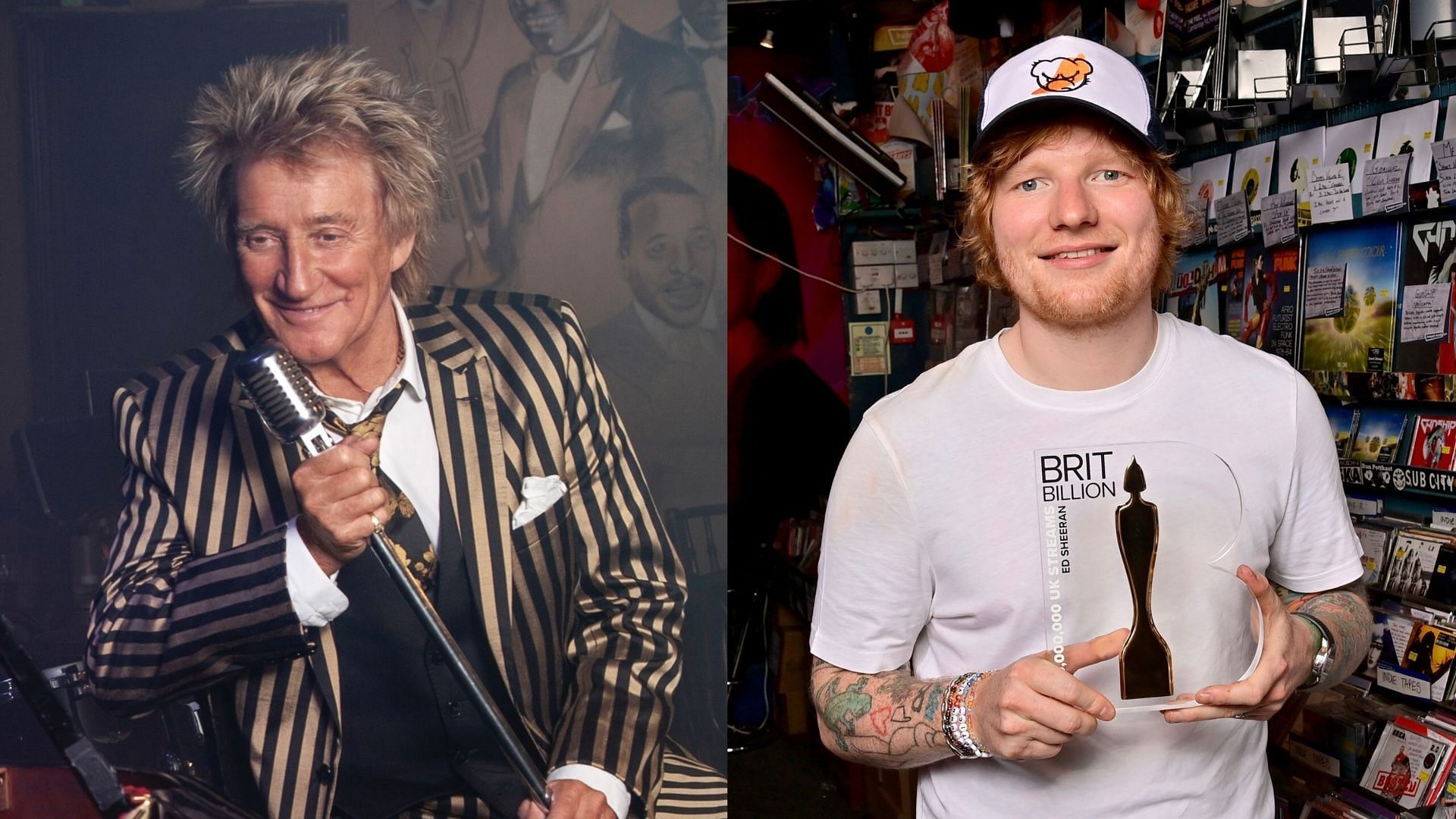 Rod Stewart recently landed harsh criticism on Ed Sheeran&rsquo;s music (Image via Facebook / Rod Stewart / Ed Sheeran)