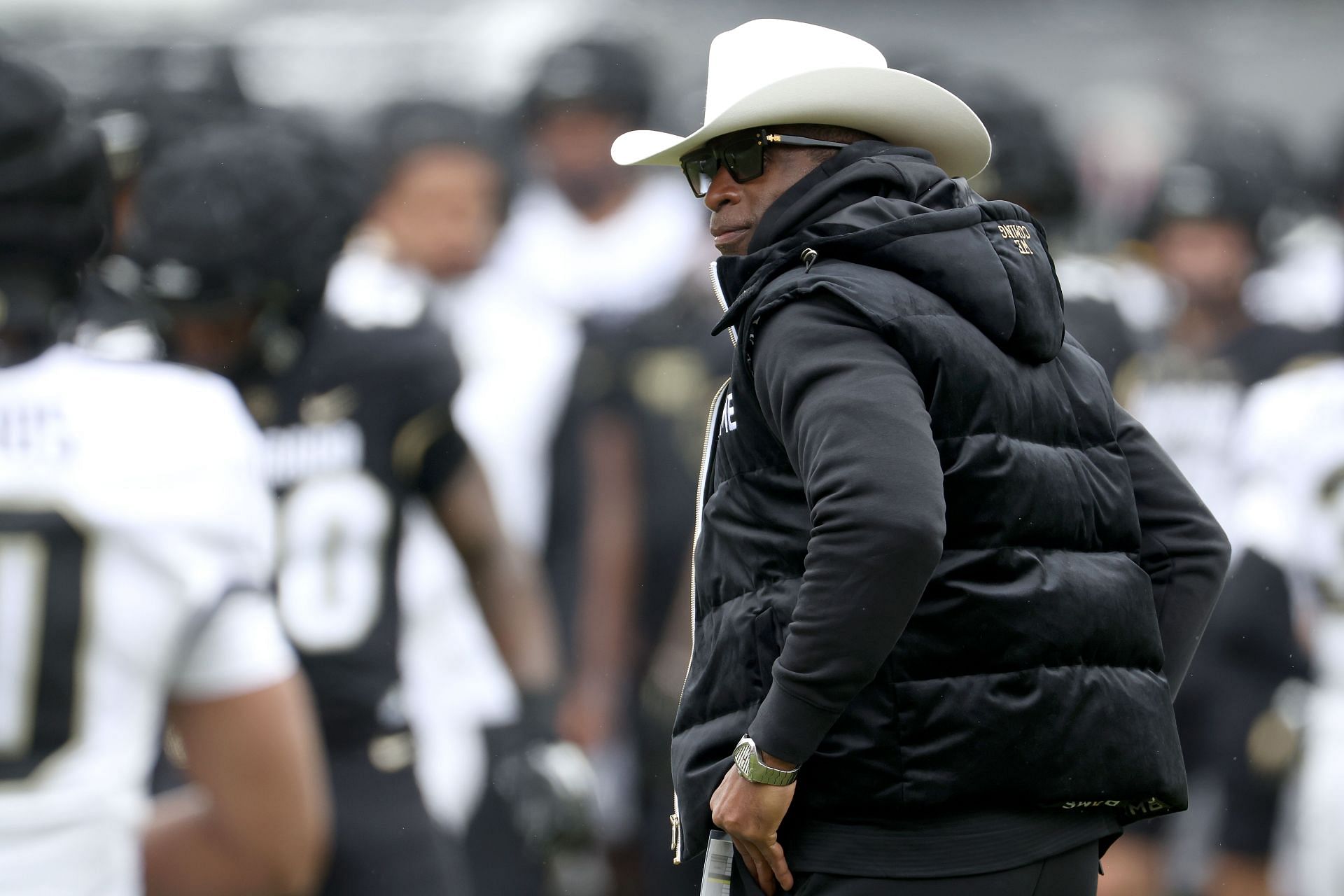 Head coach Deion Sanders of the Colorado Buffaloes