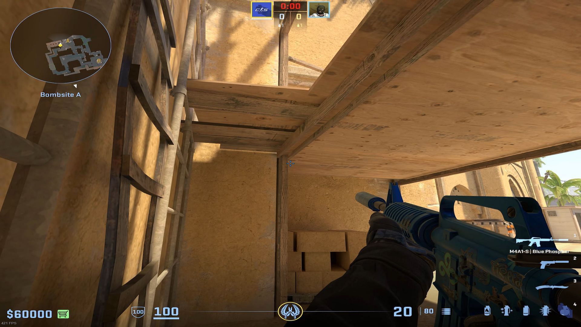 Wall bang spot on Palace (Under Palace to Palace) (Image via Valve || YouTube/CS Tactice)