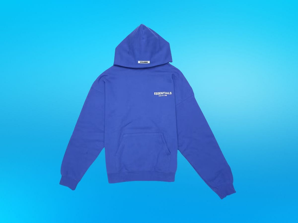 The Fear of God Essentials x TMC Crenshaw hoodie blue (Image via StockX)