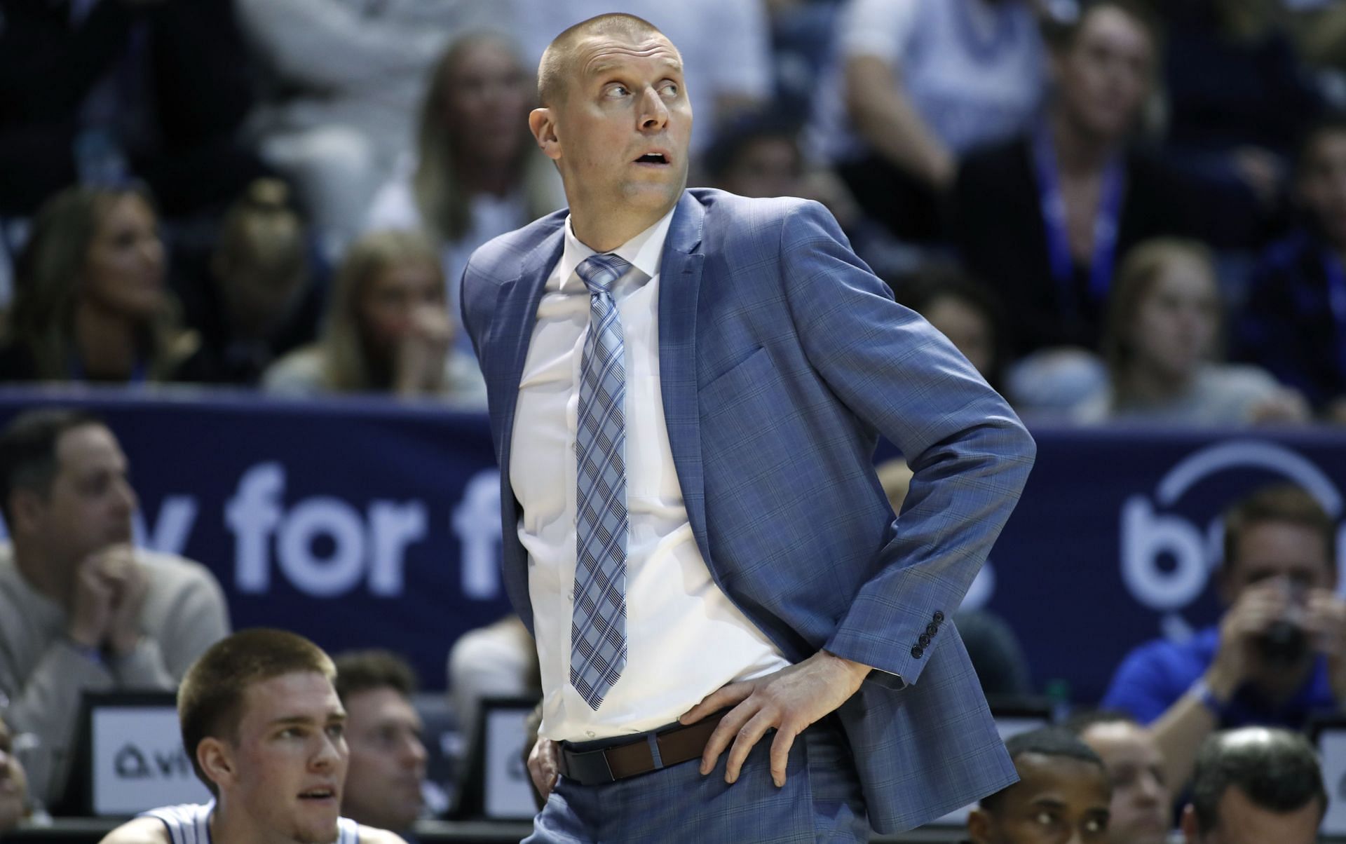 Coach Mark Pope and BYU are trying to keep a spot in the NCAA Tournament field.