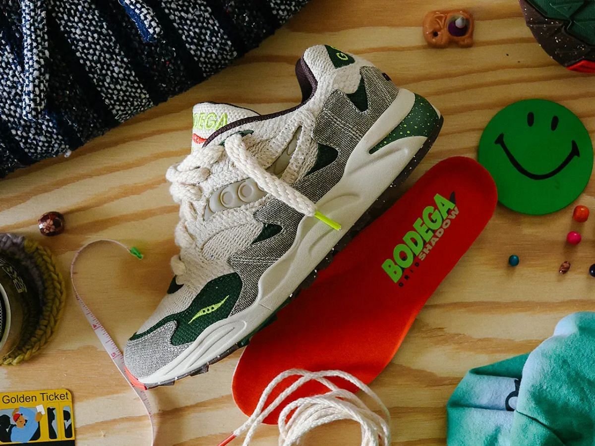 Bodega x Saucony Grid Shadow 2 &ldquo;Jaunt Woven&rdquo; sneakers (Image via Instagram/@ad__sneaks)