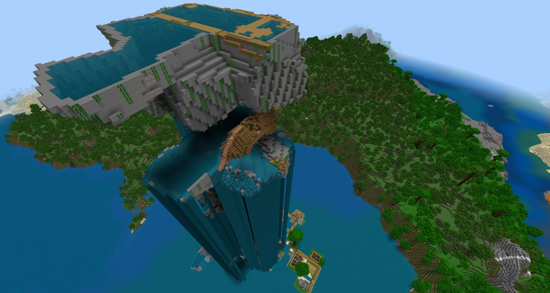 The strange tower of floating islands (Image via Mojang)