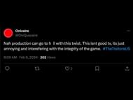 Fans react to the new development in The Traitors Season 2 (Image via Twitter/@OniQuezaire)