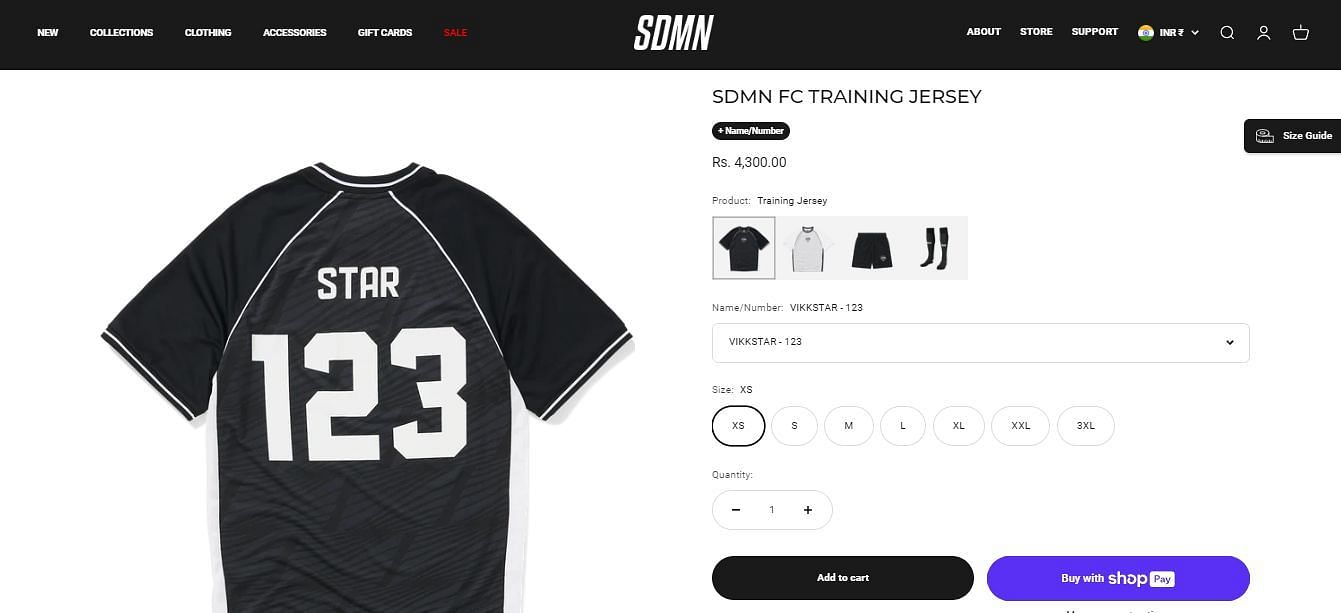 One of Sidemen&#039;s training jerseys in display (Image via Sidemen Clothing)